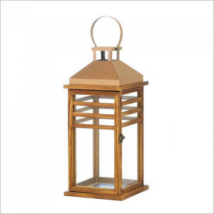 Hermoso diseño natural Diseño único Marrón Recuperado Madera Cuentas Pilar Vela Linterna con mango - Product Image 6