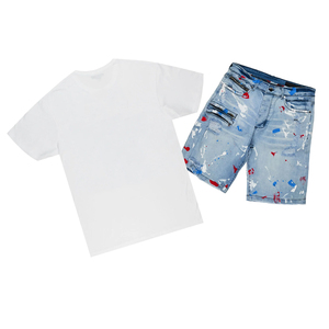 Conjunto de pantalones cortos para hombre teñido liso al por mayor hecho en fábrica servicio OEM conjunto de pantalones cortos para hombre diseño personalizado recién llegado - Product Image 1