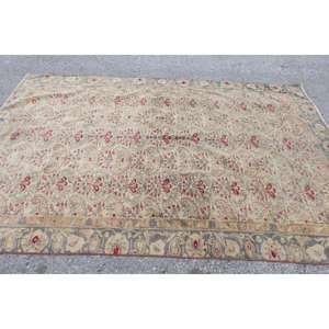 พรมตุรกีโบราณขนาดใหญ่ 5.7x8.5 ฟุต (175x259 ซม.) พรมลายอิคัตสีแดง - Product Image 2