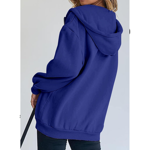 OEM Sweat à capuche zippé délavé à l'acide de haute qualité pour les femmes personnalisable surdimensionné avec logo avant à capuche sur l'épaule longue - Product Image 5