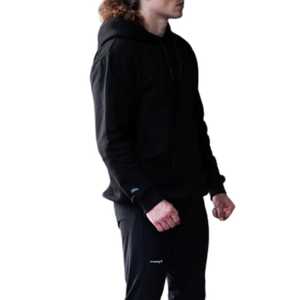 Sweats à capuche pour homme Sweat à capuche gaufré Premium Noir Poids lourd 100% Coton Coupe décontractée Design minimaliste avec cordons à pointe de cire - Product Image 6