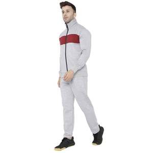 Vente en gros de survêtements décontractés couleur gris Pennal et mehroon avec logo personnalisé combinaison d'entraînement vierge pour hommes - Product Image 1
