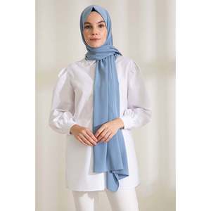 ผ้าพันคอไหมสีฟ้าเบบี้บลูเมดินา ลอง - Product Image 1