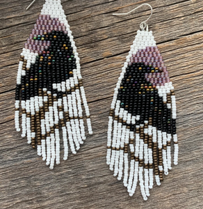 Personalizar color hecho a mano completo Megan Raven Fringe Earring // pendiente de cuervo con cuentas - Product Image 1