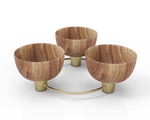 Wooden Serving Salad Bowl with Natural Finished <b>Tableware</b> Wooden Bowl with Metal Stand Decorative Salad Serving Bowl Luxury - Product Image 5