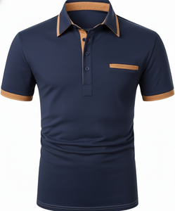 Polos de contraste avec poche séchage rapide à manches courtes hauts de golf athlétiques évacuation de l'humidité printemps été élégant T-shirts de polo OEM - Product Image 3