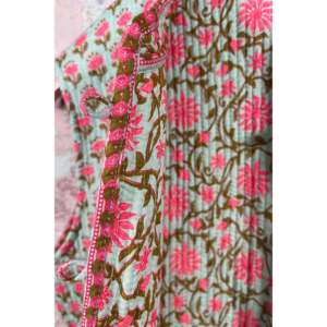 Chaleco Estampado a Mano con Diseño Mughal, Color Verde Mandarina, Decorado con Botones, Prenda Exterior de Punto Impermeable para Primavera/Invierno, Ropa de Oficina - Product Image 6