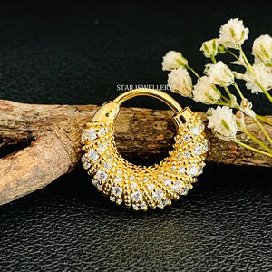 14K Solid Gold Natural Diamond Bridal <b>Septum</b> Piercing Fine Jewelry. - Product Image 5