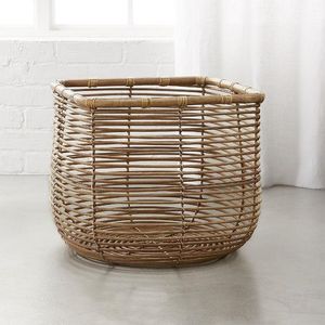 Grande capacité Collection jouets pour animaux de compagnie lin rotin décor à la maison boîte de rangement panier Opp sac rond lot de 2 - Product Image 3