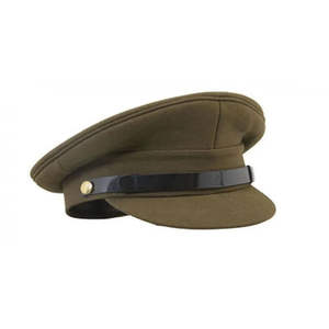 Casquette de biker en cuir véritable rouge de qualité supérieure 2025, style officier Muir, avec badges brodés officiels - Product Image 1