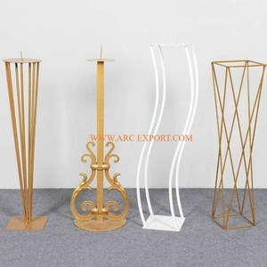 Décoration de table de luxe en métal de qualité personnalisée et de forme intérieure Décorations de table de pièce maîtresse de mariage en laiton perlé blanc - Product Image 6