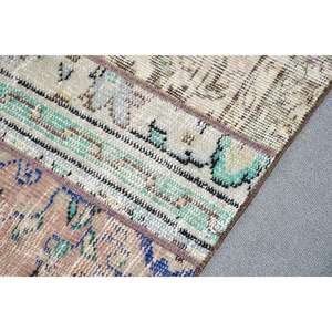 Alfombra Turca Vintage Pequeña de 2x4.1 pies, Alfombra Persa Azul Marrón - Product Image 5