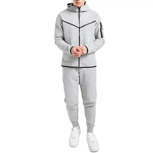 고품질 회색 남성 운동복 조깅 스포츠 재킷 스웨터 정장 세트 바지 맞춤형 로고 스포츠 슈트