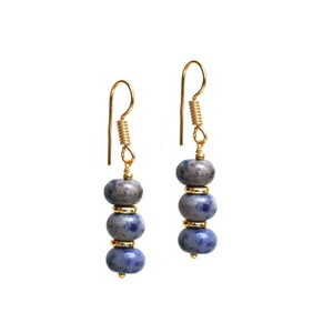 Boucles d'oreilles en sodalite plaquées or faites à la main avec perles entretoises bijoux en pierres précieuses bleues élégantes pour femmes - Product Image 5