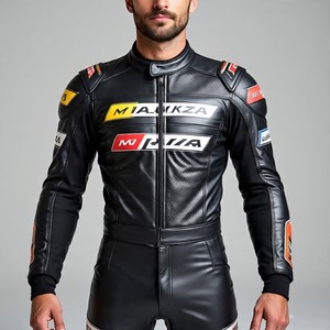 Combinaison de moto en cuir perforé avec système de bosse d'hydratation et doublure en maille détachable personnalisée-Malik Raza - Product Image 4