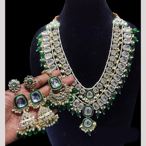 Gold Plated <b>Long</b> <b>Necklace</b> Set with Kundan Stones & Colorful Beads Perfect Jewelry for Ethnic Outfits - Product Image 3