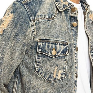100% coton Denim vestes hommes décontracté couleur unie poche mince veste Style haute qualité vêtements Denim veste pour homme - Product Image 6