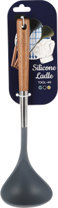 Heat-Resistant Silicone <b>Ladle</b> with <b>Wooden</b> Handle and Stainless Steel Shaft Non-Stick Soup <b>Ladle</b> - Product Image 3