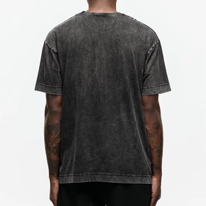 2025 surdimensionné acide pierre Vintage T-Shirt pour hommes lavé Polyester/coton Hip Hop col montant Style Streetwear - Product Image 3