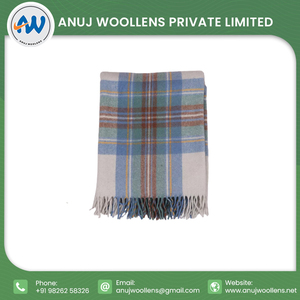 Recién llegado, diseño personalizado, suave Stewart, manta de lana azul silenciada, manta de tartán de lana reciclada - Product Image 2