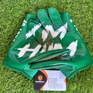 High Quality Custom Logo Design American Football Receiver Gloves Hand Grip Anti-Slip Full Finger Men Leather Silicone - Product Image 6
