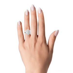 แหวนเพชรรูปดอกไม้ประดับเพชรสีทองขาว14K สุดหรูที่มีเพชร0.58ct เหมาะสำหรับงานหมั้นในงานแต่งงานหรือเครื่องประดับสุดหรู - Product Image 3