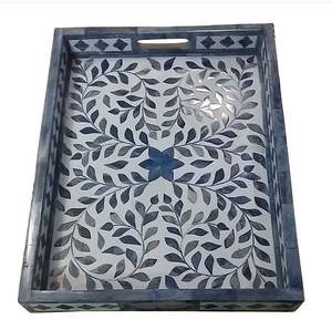 Plateau de service spécial Eid avec incrustation d'os, technique d'émail coloré pour l'usine de meubles, prix d'usine, fabriqué en Inde - Product Image 6
