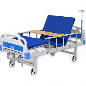 गर्म बिक्री थोक चिकित्सा रोगी नैदानिक गृह देखभाल बिस्तर के साथ इंजेक्शन रॉड मैनुअल फ़ंक्शन 2 क्रैंक अस्पताल बिस्तर 4