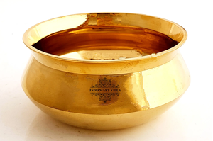 IndianArtVilla Pure Brass <b>Plain</b> Design Gold Shine Finish Pot- Cookware & Storage for Home Hotel & Restaurant - Product Image 3