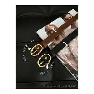 Ceinture pour femme à boucle ovale 2 pièces, ceinture pour pantalon, ceinture pour veste, ceinture pour robe, ceinture pour chemise - Noir-brun - Product Image 1