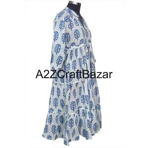 Vestido Largo Informal para Mujer, 100% Algodón, Cuello en V, Manga Larga, Estilo Boho, Estampado Floral, Transpirable, para Uso Diario - Product Image 5