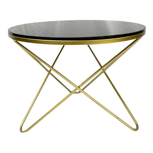 Modern <b>Round</b> Living Room <b>Table</b> with Glass Top & <b>Gold</b>-Bronze Legs 60x60cm Durable Metal Construction TT68127 - Product Image 2