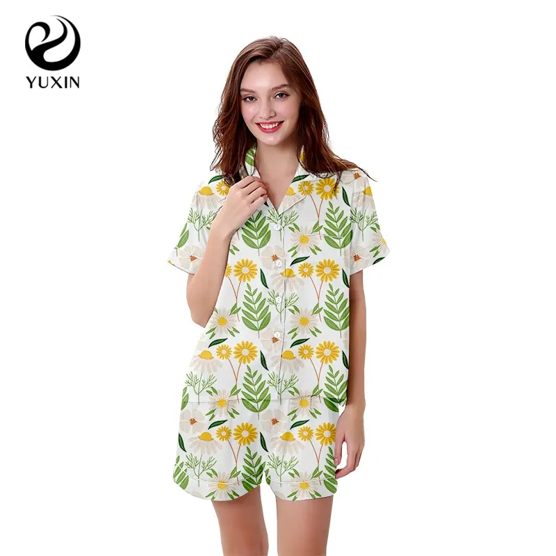 Women's shorts pajamas multi-design custom made in China wholesale Satin fabric sleepwear