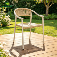 Chaise de salle à manger d'extérieur en aluminium avec structure en corde tressée, résistante aux intempéries, pour jardin, restaurant, café, hôtel