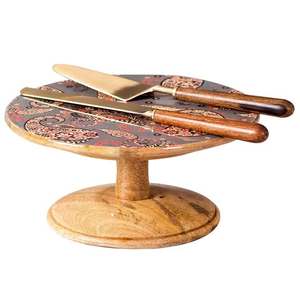 Base Redonda para Pastel de Madera con Esmalte Moderno Hecho a Mano, Exhibición Decorativa de Postres de Lujo para Bodas, Fiestas y Uso en Mesa del Hogar - Product Image 6