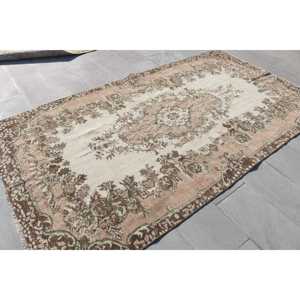 Turkish Vintage Large Rug 5.3x9.7 ft, <b>Brown</b> Camouflage Rug <b>Wool</b> - Product Image 4