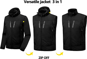 Veste Softshell pour hommes avec manche et capuche détachables avec logo personnalisé Vente à la mode à prix réduit Traitement brut - Product Image 3