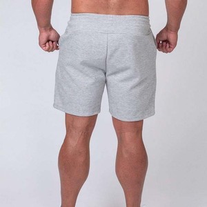 Shorts en coton gris uni pour homme, taille élastique avec poches, décontractés, taille mi-haute, tricotés, respirants, style jogger - Product Image 4