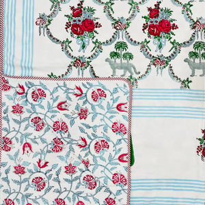 Dohar ช่างฝีมือผ้าฝ้ายพิมพ์ลายบล็อกมือแบบดั้งเดิมเตียงเดี่ยวทำจากผ้าฝ้ายหัตถกรรมมือ100% - Product Image 1