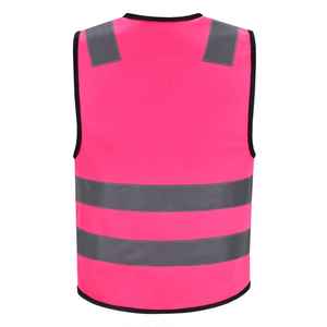 Gilet de sécurité réfléchissant avec fermeture à glissière Gilet de sécurité routière à poche multifonctionnelle noire haute visibilité Gilet de sécurité avec logo - Product Image 2