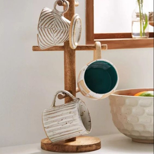 High quality wooden rack cup holder Marvelous Design Wooden Standing Cup Holder with Multifunction for Hotel <b>Kitchen</b> Use - Product Image 1