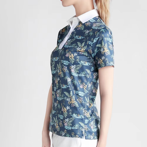 Manga corta de algodón de alta calidad para mujer para Polo Logotipo personalizado Impreso Casual Ropa activa Botón en Blanco clásico de punto - Product Image 5