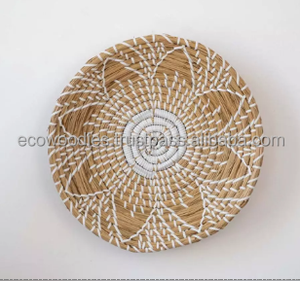 Paniers muraux ronds en corde de bambou tressée à la main, style Art Déco, assiettes décoratives, accessoires artisanaux multifonctionnels - Product Image 2