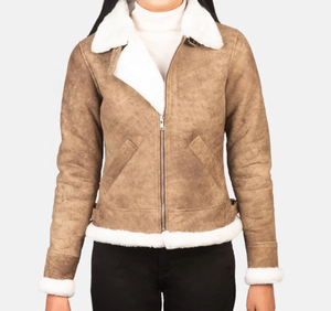 Women's Hooded Leather Jacket With Faux <b>Fur</b> Lining Winter Moto Style Slim Fit Belt Closure <b>Green</b> - Product Image 5