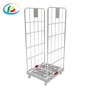 पेशेवर चार पहिया फोर्कलिफ्ट ट्रक रोल कंटेनर टिकाऊ औद्योगिक गोदाम परिवहन फोल्डेबल नेस्टेबल पिंजरे ट्रॉली - Product Image 4