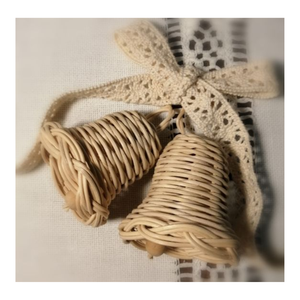 Cloche en rotin faite à la main 100%, pendentif en rotin en forme de cloche, cerceaux de boucle d'oreille en bois de rotin tissé à la main naturel du Vietnam - Product Image 2