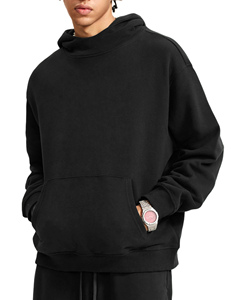 Sweat-shirt à capuche unisexe en coton mélangé d'hiver personnalisé, col rond, uni, surdimensionné, grande taille, décontracté, pour homme - Product Image 6