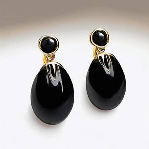 ต่างหูเงินสเตอริ925พร้อมโอนิกซ์สีดำของผู้หญิงเครื่องประดับงานแต่งงานอินเดียเครื่องประดับเงิน925ขายส่ง - Product Image 6