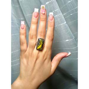 Anillo Navajo Hecho a Mano, Talla 10.75, con Engaste de Bisel, Ágata BB y Plata de Ley, para Uso Diario, Estilo HipHop - Product Image 5