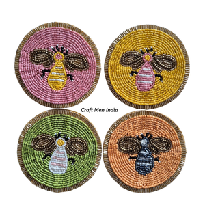 Posavasos Creativos Hechos a Mano con Cuentas de Estilo Bohemio, Aislantes, Redondos, de Vidrio, Reutilizables, de 11 cm, para Escritorio, Tazas - Product Image 4